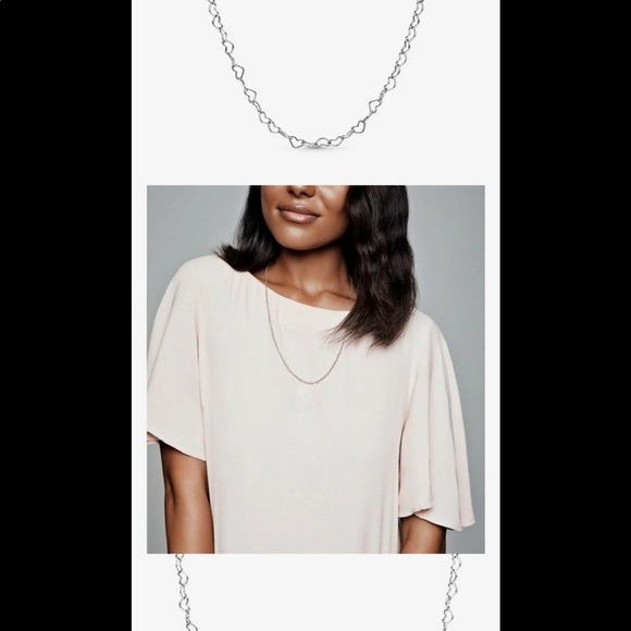 Silver Pandora Joined Hearts Necklace 